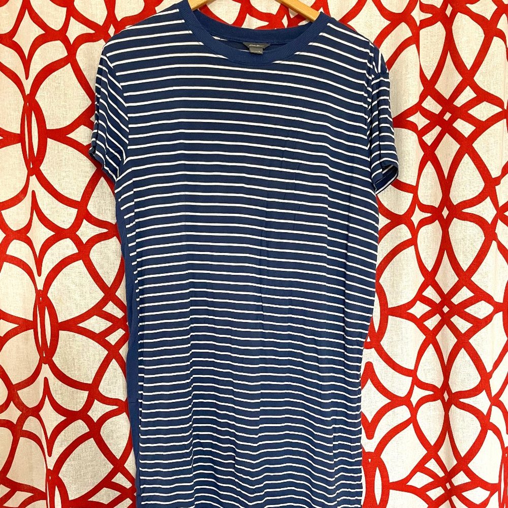 Eddie Bauer Blue Stripped T-Shirt Dress